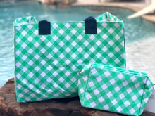 Load image into Gallery viewer, Green Plaid Cosmetic Bag