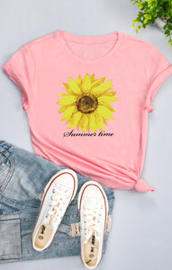 Pink Sunflower Tee - The Barron Boutique