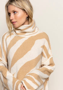 Zebra in Camel Sweater - The Barron Boutique