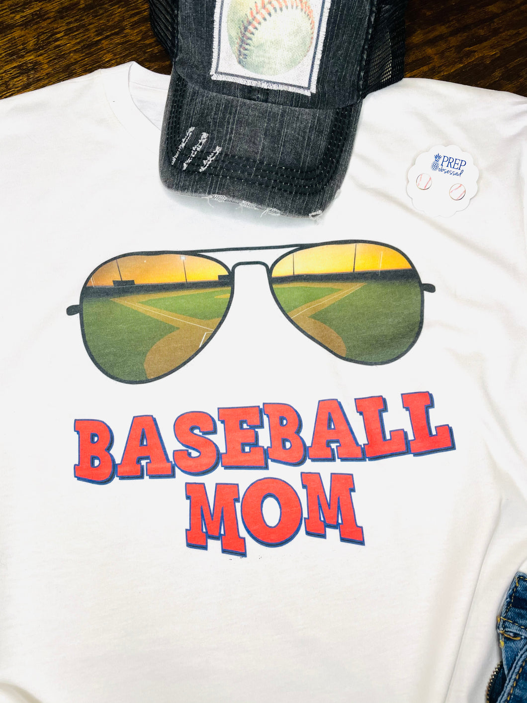 Baseball Mom Sunglasses Tee - The Barron Boutique