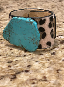 Turquoise & Leopard Cuff - The Barron Boutique