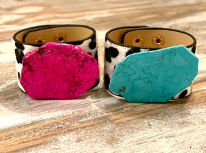 Turquoise & Leopard Cuff - The Barron Boutique