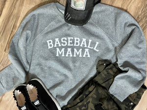 Baseball Mama Sweatshirt (Grey & Red) - The Barron Boutique