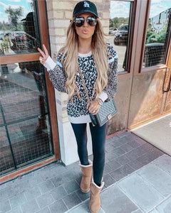 Tia Snow Leopard Sweatshirt (1 Small) - The Barron Boutique