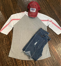 Load image into Gallery viewer, Baseball Laces Raglan Top