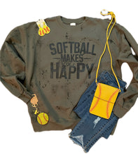 Load image into Gallery viewer, Softball Makes Me Happy Sweatshirt