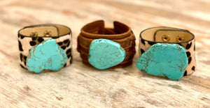 Turquoise & Leopard Cuff - The Barron Boutique