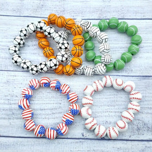 Wood Bead Sports Charm Bracelets