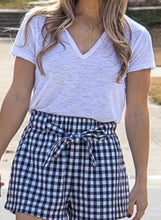 Load image into Gallery viewer, Picnic Gingham Ruffle Shorts (Navy &amp; Red) - The Barron Boutique