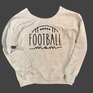 Off-The-Shoulder Football Mom Sweatshirt