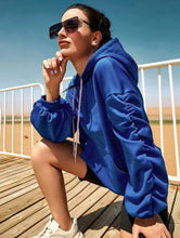 Load image into Gallery viewer, Ruched Sleeve Football Hoodie