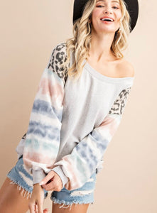 Tie Dye & Leopard Sweater - The Barron Boutique