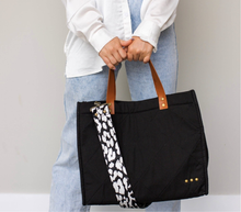 Load image into Gallery viewer, XL Black Canvas Crossbody Tote
