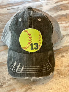 Softball Themed Caps