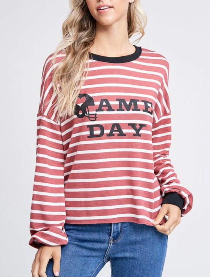 Striped Football Game Day Knit Sweater - The Barron Boutique