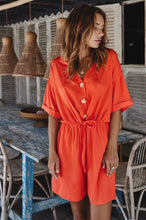 Load image into Gallery viewer, Orange-Red Button Romper - The Barron Boutique