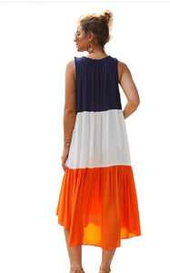 Colorful High Low Midi Dress