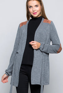 Suede Patch Cardigan - The Barron Boutique