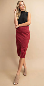 Front Slit Corduroy Midi Skirt