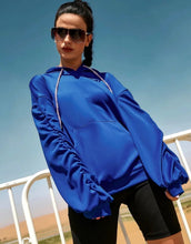 Load image into Gallery viewer, Ruched Sleeve Football Hoodie