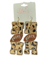 Load image into Gallery viewer, Leopard Football Mom Earrings