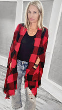 Load image into Gallery viewer, Red Buffalo Checked Poncho with Pockets