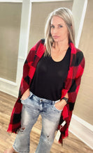 Load image into Gallery viewer, Red Buffalo Checked Poncho with Pockets