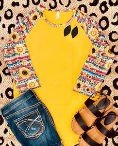 SERAPE SUNFLOWER CHEETAH YELLOW TOP