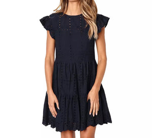 Kris in Eyelet A-Line Dress - The Barron Boutique