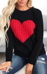 Cable Knit Heart Sweater (Various Colors)