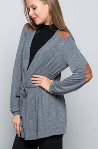 Suede Patch Cardigan - The Barron Boutique