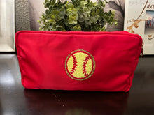 Load image into Gallery viewer, Chenille Patch Softball Cosmetic Bag