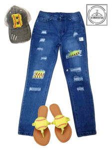 Ripped Softball Game Day Jeans