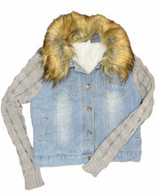 Load image into Gallery viewer, Denim &amp; Fur Jacket (Small/Medium)