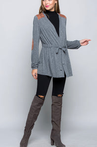 Suede Patch Cardigan - The Barron Boutique