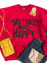 Load image into Gallery viewer, Softball Makes Me Happy Sweatshirt