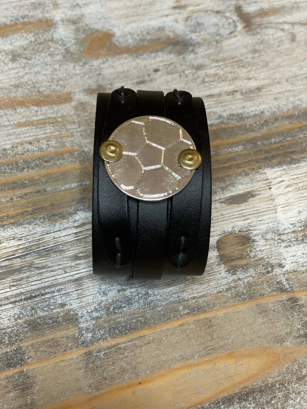 Leather Soccer & Football Cuff Bracelets