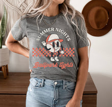 Load image into Gallery viewer, Summer Nights &amp; Ballpark Lights Baseball T-Shirt