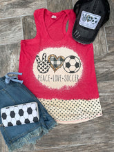 Load image into Gallery viewer, Peace Love Soccer Polka Dot Tank