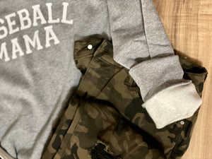 Baseball Mama Sweatshirt (Grey & Red) - The Barron Boutique