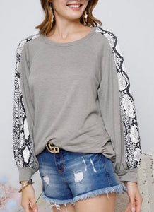 French Terry Snake Print Top - The Barron Boutique