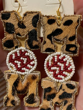 Load image into Gallery viewer, Leopard Beaded Baseball Mom Earrings