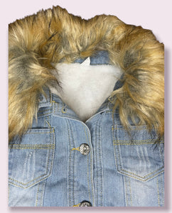 Denim & Fur Jacket (Small/Medium)