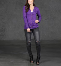 Load image into Gallery viewer, Snap Button Sweater Cardigan (Black or Purple) - The Barron Boutique