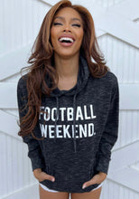 Load image into Gallery viewer, Football Weekend Marled Black Kangaroo Pocket Hoodie