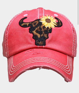 Steer Head & Sunflower Cap (Multiple Colors)