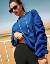 Load image into Gallery viewer, Ruched Sleeve Football Hoodie
