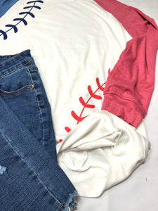 Baseball Laces Sweatshirt (Grey or White) - The Barron Boutique