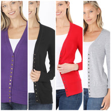 Load image into Gallery viewer, Snap Button Sweater Cardigan (Various Colors)