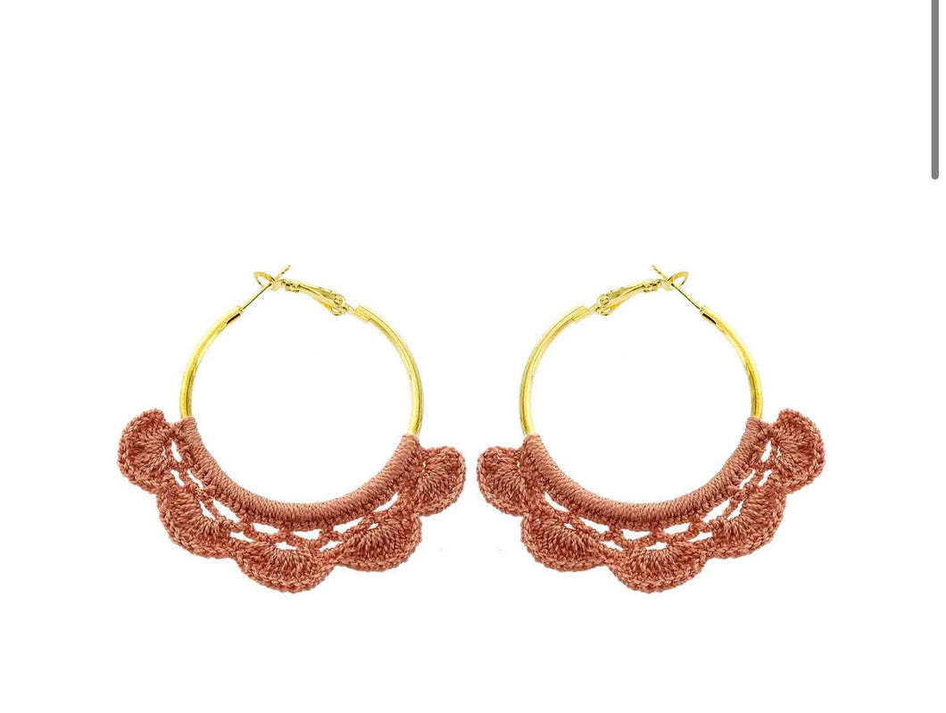 Hand Crochet Hoop Earrings - The Barron Boutique